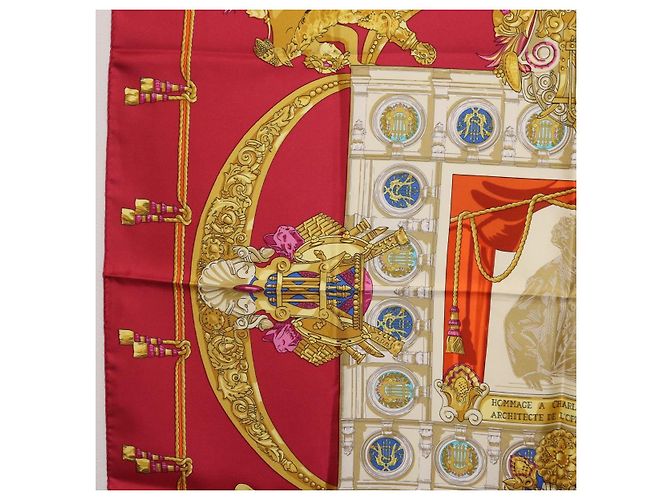 Hermès Pañuelo HERMES Carre 90 Seda Rojo Auth 199702M Roja - vista 5