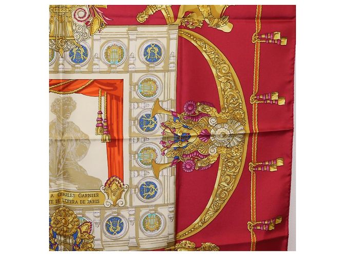 Hermès Pañuelo HERMES Carre 90 Seda Rojo Auth 199702M Roja - vista 7