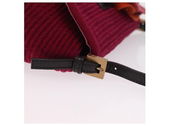 Borsa a tracolla FENDI Mamma Baguette in lana rossa e oro 8BR180 Auth 206269SM - vista 15