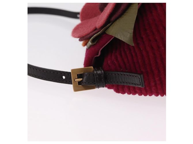 Borsa a tracolla FENDI Mamma Baguette in lana rossa e oro 8BR180 Auth 206269SM - vista 16