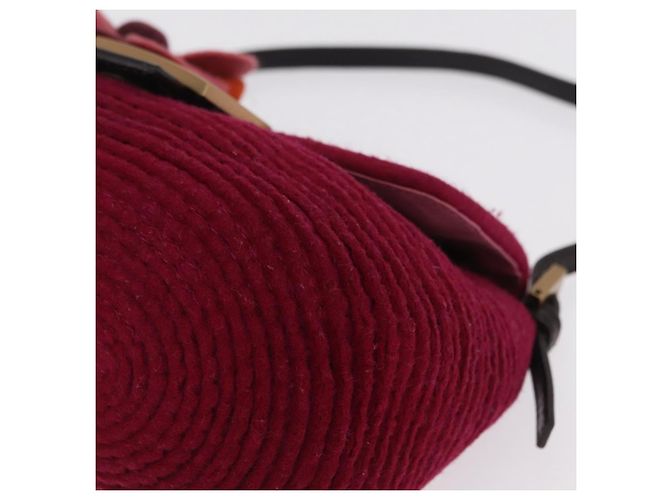 Borsa a tracolla FENDI Mamma Baguette in lana rossa e oro 8BR180 Auth 206269SM - vista 18
