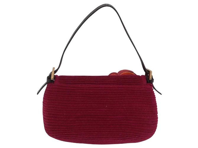 Borsa a tracolla FENDI Mamma Baguette in lana rossa e oro 8BR180 Auth 206269SM - vista 2