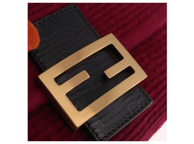 Borsa a tracolla FENDI Mamma Baguette in lana rossa e oro 8BR180 Auth 206269SM - vista 22