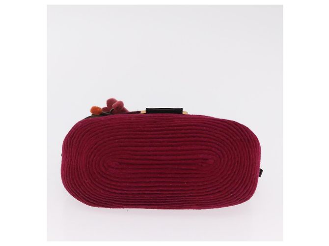Borsa a tracolla FENDI Mamma Baguette in lana rossa e oro 8BR180 Auth 206269SM - vista 5