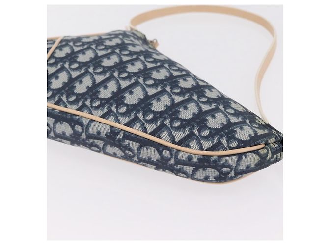 Pouch Saddle Christian Dior Trotter Canvas PVC Blue Silver Auth ka6323V Argento - vista 15