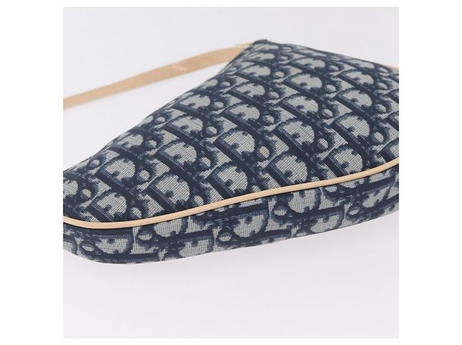 Pouch Saddle Christian Dior Trotter Canvas PVC Blue Silver Auth ka6323V Argento - vista 16