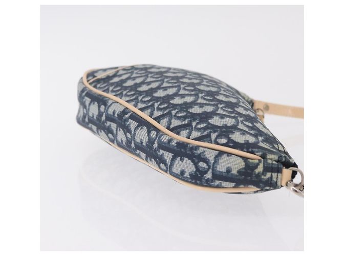 Pouch Saddle Christian Dior Trotter Canvas PVC Blue Silver Auth ka6323V Argento - vista 3