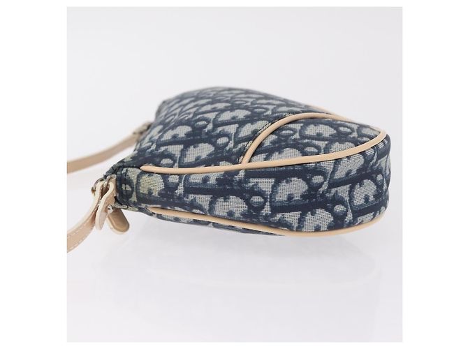 Pouch Saddle Christian Dior Trotter Canvas PVC Blue Silver Auth ka6323V Argento - vista 4