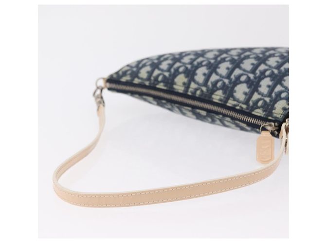 Pouch Saddle Christian Dior Trotter Canvas PVC Blue Silver Auth ka6323V Argento - vista 7