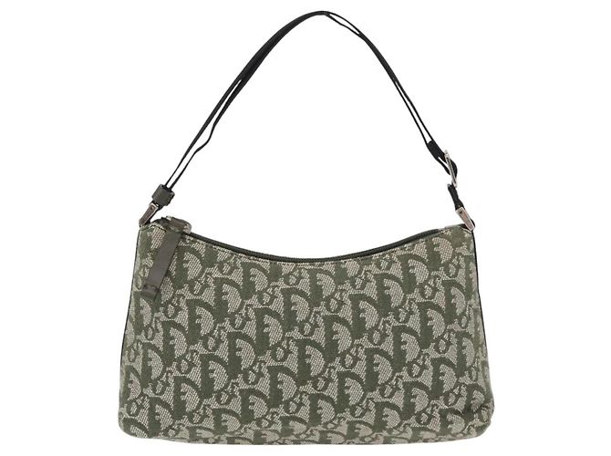 Pouch accessori Christian Dior Trotter Canvas Khaki Silver Auth mr2991V Argento Cachi - vista 13