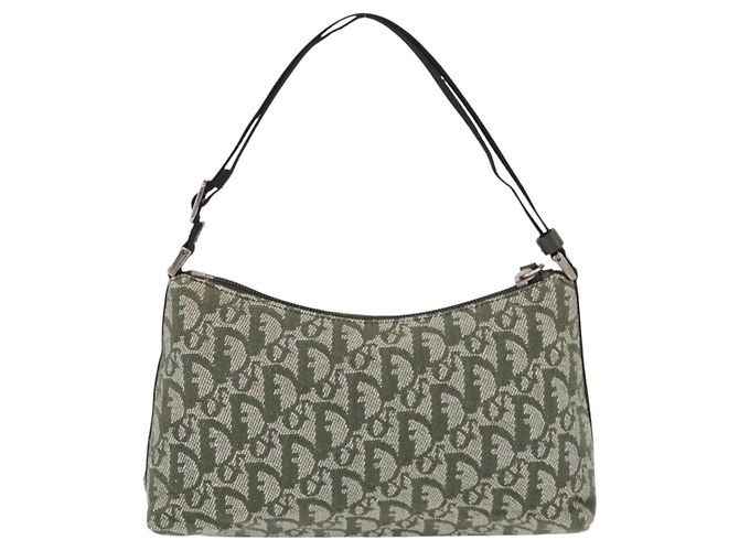Pouch accessori Christian Dior Trotter Canvas Khaki Silver Auth mr2991V Argento Cachi - vista 2