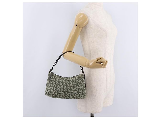 Pouch accessori Christian Dior Trotter Canvas Khaki Silver Auth mr2991V Argento Cachi - vista 22