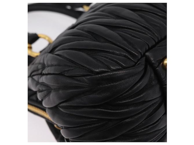 Borsa a mano Miu Miu Matelassé in pelle 2way Nera Tono Oro Auth ki6891M Nero - vista 18