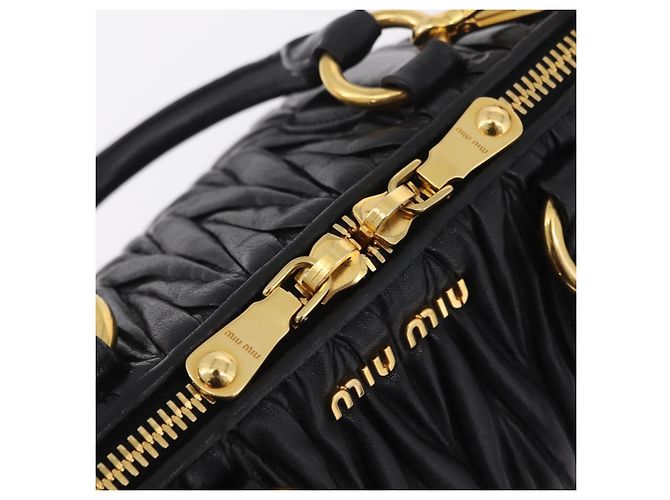 Borsa a mano Miu Miu Matelassé in pelle 2way Nera Tono Oro Auth ki6891M Nero - vista 23