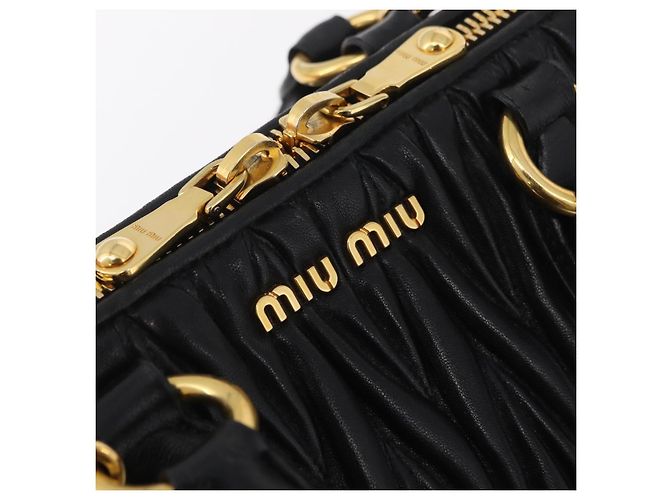 Borsa a mano Miu Miu Matelassé in pelle 2way Nera Tono Oro Auth ki6891M Nero - vista 24