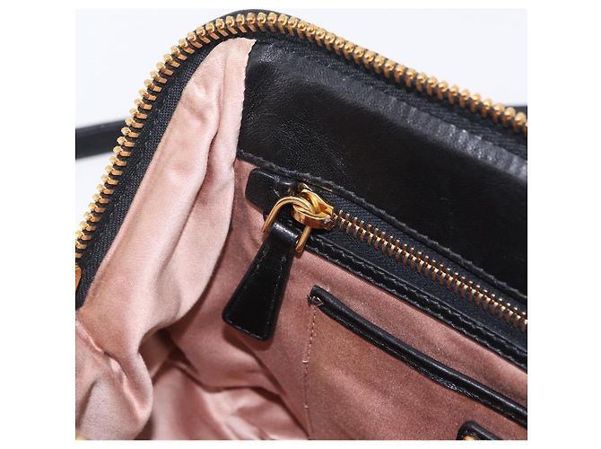 Borsa a mano Miu Miu Matelassé in pelle 2way Nera Tono Oro Auth ki6891M Nero - vista 28