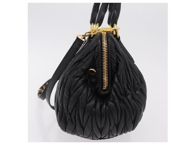 Borsa a mano Miu Miu Matelassé in pelle 2way Nera Tono Oro Auth ki6891M Nero - vista 3
