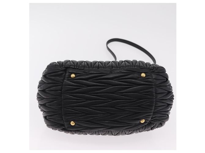 Borsa a mano Miu Miu Matelassé in pelle 2way Nera Tono Oro Auth ki6891M Nero - vista 5