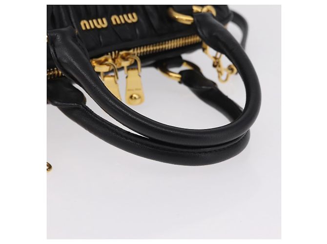 Borsa a mano Miu Miu Matelassé in pelle 2way Nera Tono Oro Auth ki6891M Nero - vista 7