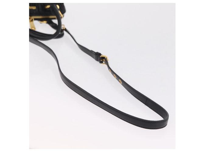 Borsa a mano Miu Miu Matelassé in pelle 2way Nera Tono Oro Auth ki6891M Nero - vista 8