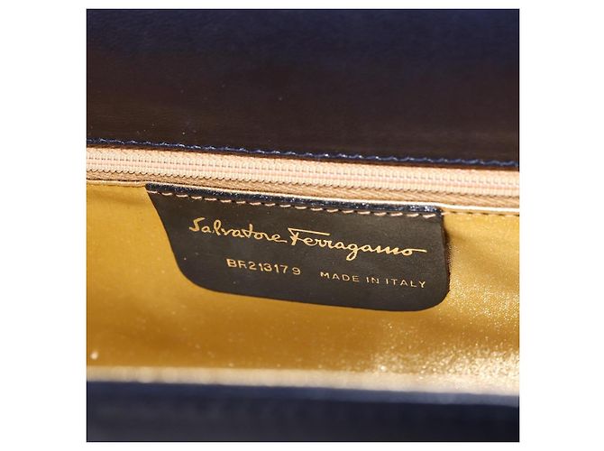 Borsa a tracolla Salvatore Ferragamo in pelle blu navy e oro Auth 206283A D'oro - vista 12