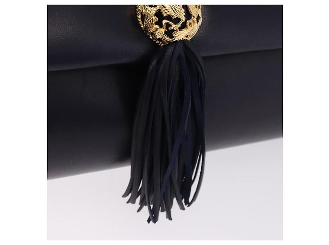Borsa a tracolla Salvatore Ferragamo in pelle blu navy e oro Auth 206283A D'oro - vista 19