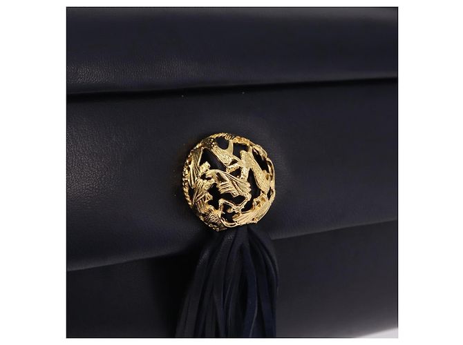 Borsa a tracolla Salvatore Ferragamo in pelle blu navy e oro Auth 206283A D'oro - vista 20