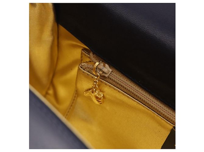 Borsa a tracolla Salvatore Ferragamo in pelle blu navy e oro Auth 206283A D'oro - vista 25
