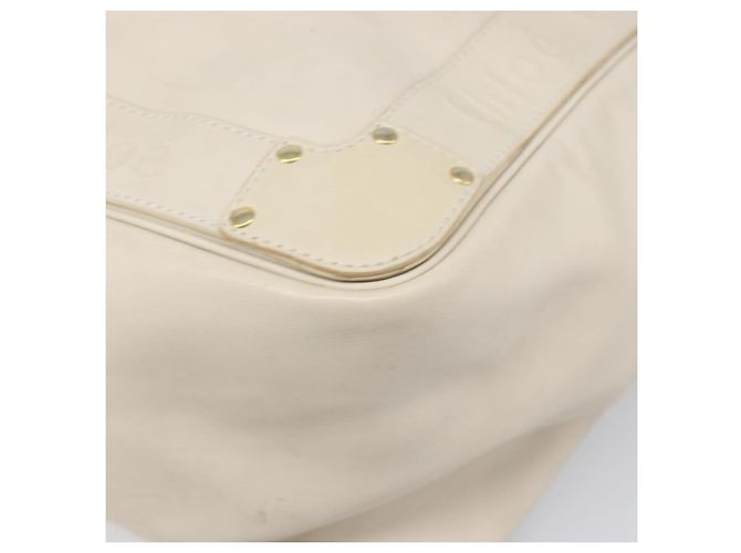 Chloé Borsa Tote Chloe Eden Small in Pelle Bianco Oro Auth 204236 D'oro - vista 10