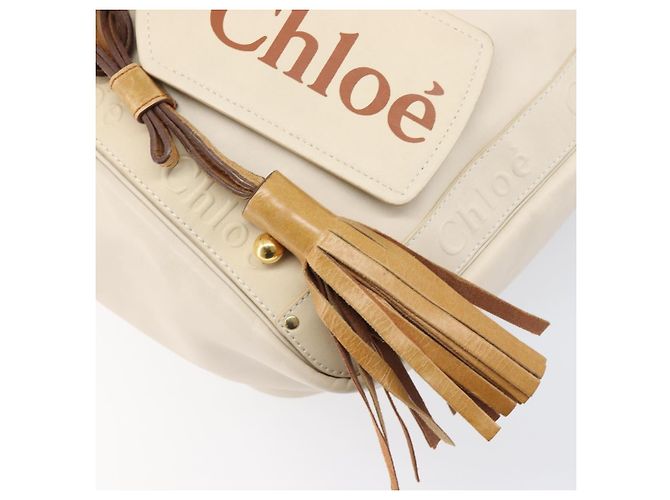 Chloé Borsa Tote Chloe Eden Small in Pelle Bianco Oro Auth 204236 D'oro - vista 18