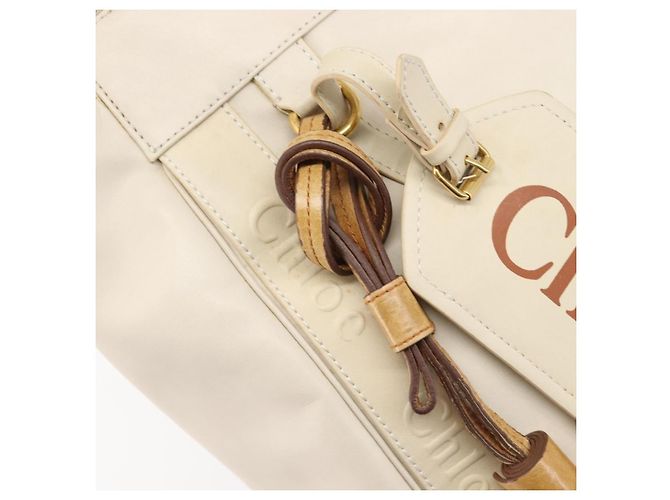 Chloé Borsa Tote Chloe Eden Small in Pelle Bianco Oro Auth 204236 D'oro - vista 19