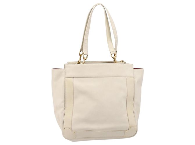 Chloé Borsa Tote Chloe Eden Small in Pelle Bianco Oro Auth 204236 D'oro - vista 2