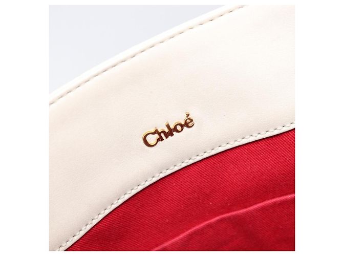 Chloé Borsa Tote Chloe Eden Small in Pelle Bianco Oro Auth 204236 D'oro - vista 20