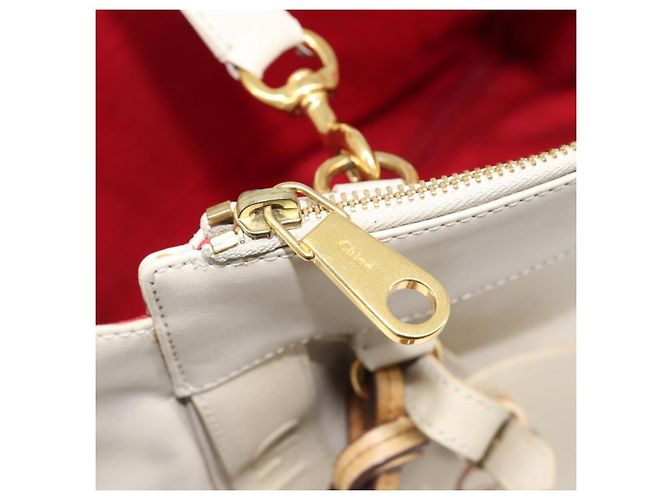 Chloé Borsa Tote Chloe Eden Small in Pelle Bianco Oro Auth 204236 D'oro - vista 24