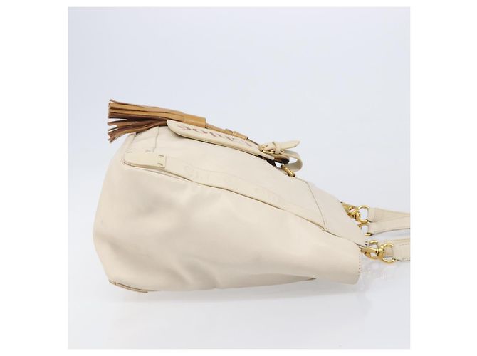 Chloé Borsa Tote Chloe Eden Small in Pelle Bianco Oro Auth 204236 D'oro - vista 3