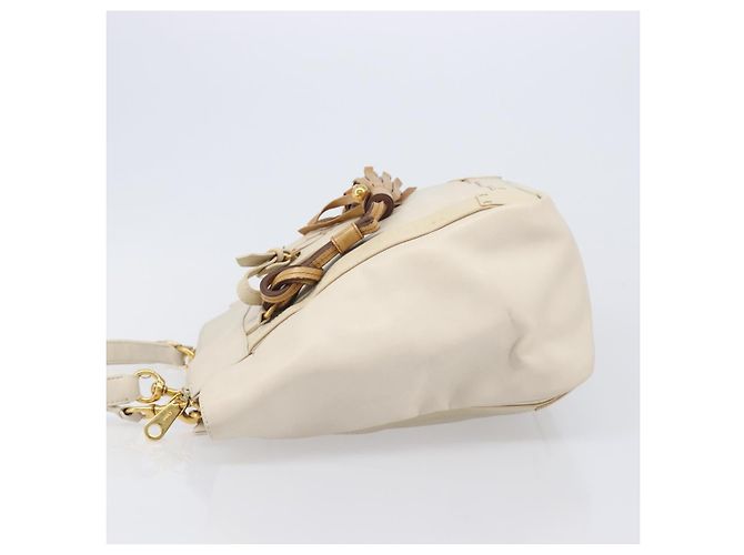 Chloé Borsa Tote Chloe Eden Small in Pelle Bianco Oro Auth 204236 D'oro - vista 4