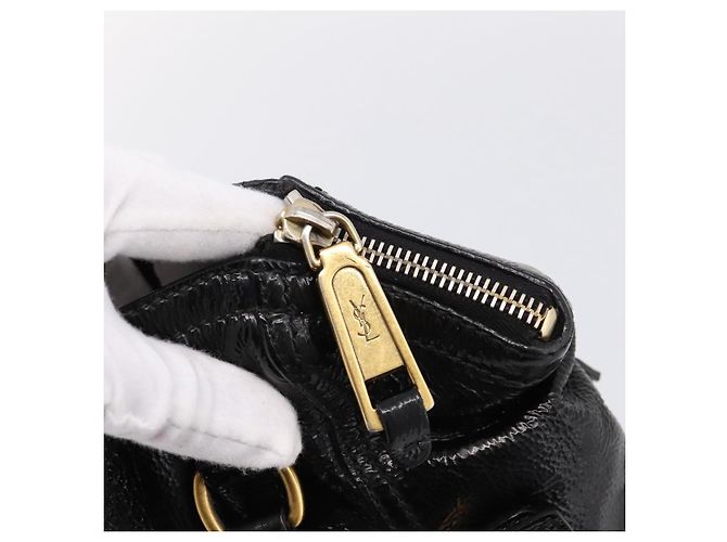 Autre Marque Borsa Tote SAINT LAURENT Downtown in pelle verniciata nera e oro Auth bs37430A Nero D'oro - vista 10