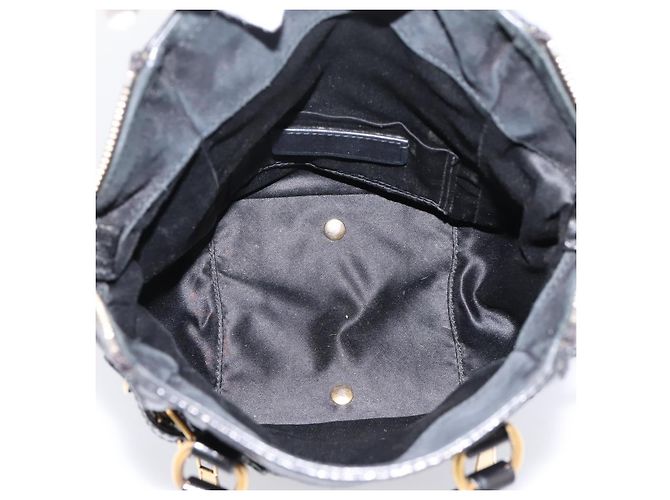 Autre Marque Borsa Tote SAINT LAURENT Downtown in pelle verniciata nera e oro Auth bs37430A Nero D'oro - vista 11