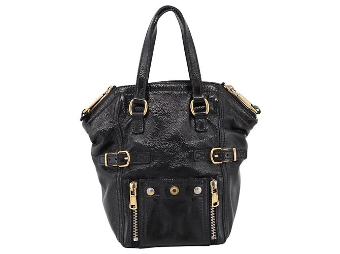 Autre Marque Borsa Tote SAINT LAURENT Downtown in pelle verniciata nera e oro Auth bs37430A Nero D'oro - vista 13