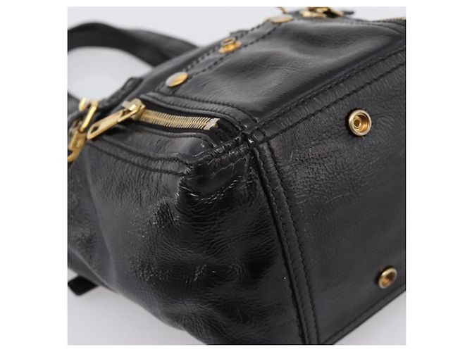 Autre Marque Borsa Tote SAINT LAURENT Downtown in pelle verniciata nera e oro Auth bs37430A Nero D'oro - vista 15