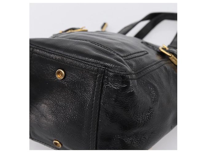 Autre Marque Borsa Tote SAINT LAURENT Downtown in pelle verniciata nera e oro Auth bs37430A Nero D'oro - vista 16