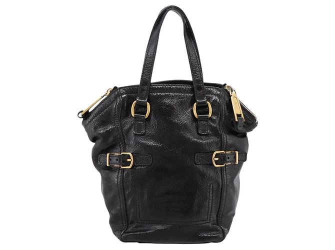Autre Marque Borsa Tote SAINT LAURENT Downtown in pelle verniciata nera e oro Auth bs37430A Nero D'oro - vista 2