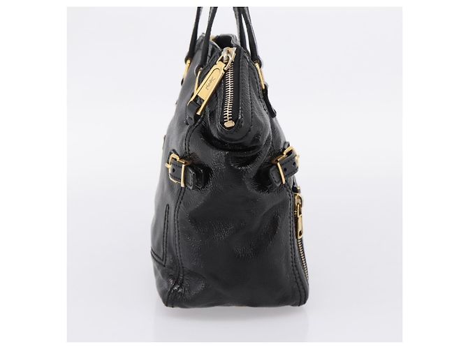 Autre Marque Borsa Tote SAINT LAURENT Downtown in pelle verniciata nera e oro Auth bs37430A Nero D'oro - vista 3