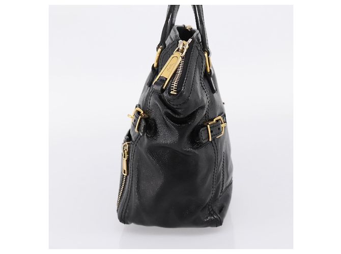 Autre Marque Borsa Tote SAINT LAURENT Downtown in pelle verniciata nera e oro Auth bs37430A Nero D'oro - vista 4