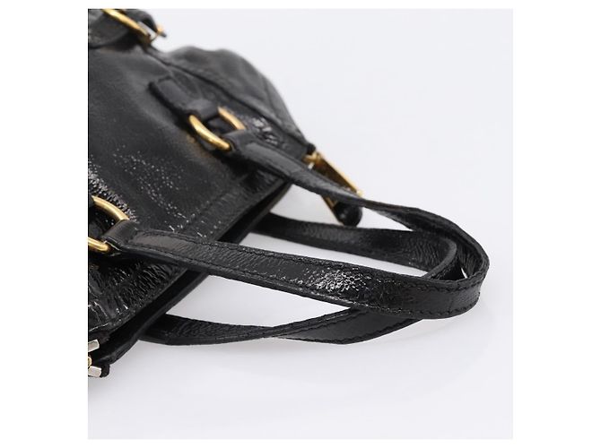 Autre Marque Borsa Tote SAINT LAURENT Downtown in pelle verniciata nera e oro Auth bs37430A Nero D'oro - vista 7