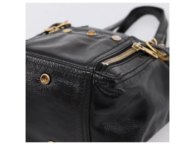Autre Marque Borsa Tote SAINT LAURENT Downtown in pelle verniciata nera e oro Auth bs37430A Nero D'oro - vista 8