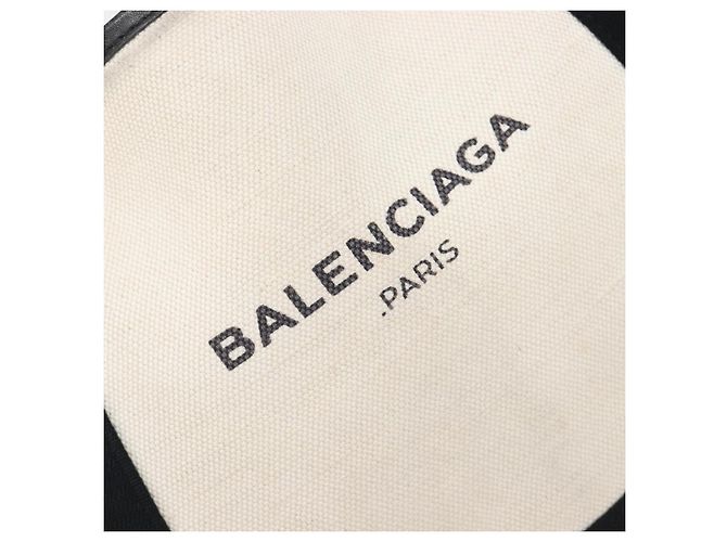BALENCIAGA Navy Cabas Tragetasche aus Canvas Weiß Schwarz 339933 Auth bs37238 - Ansicht 10