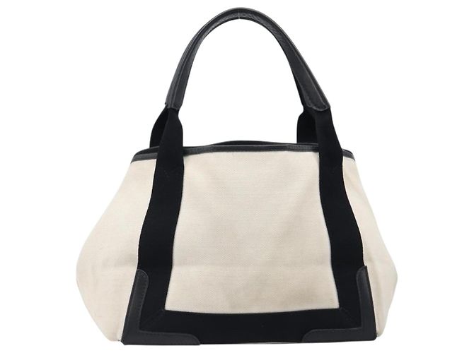 BALENCIAGA Navy Cabas Tragetasche aus Canvas Weiß Schwarz 339933 Auth bs37238 - Ansicht 2