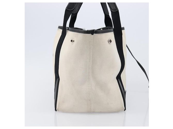 BALENCIAGA Navy Cabas Tragetasche aus Canvas Weiß Schwarz 339933 Auth bs37238 - Ansicht 3