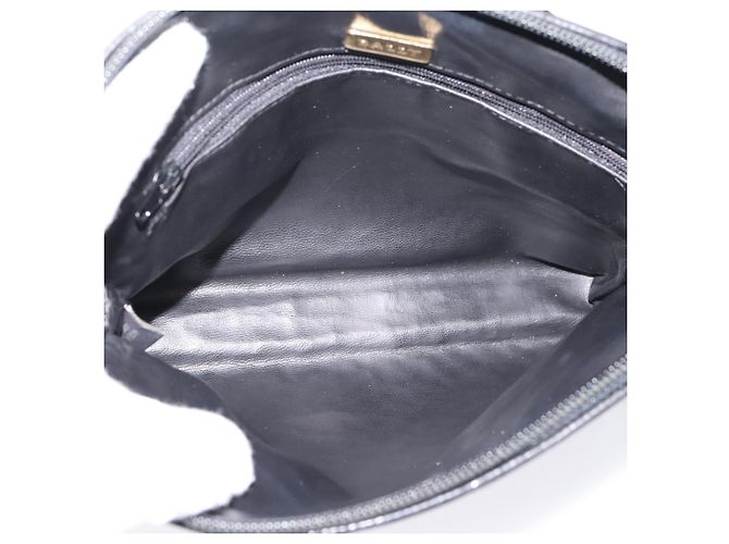 Bally Schultertasche mit Kette aus Leder Schwarz Goldfarben Auth BA16143 - Ansicht 10